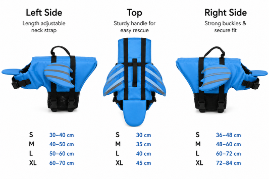Tailvia Dog Life Jacket with Reflective Strips, Adjustable