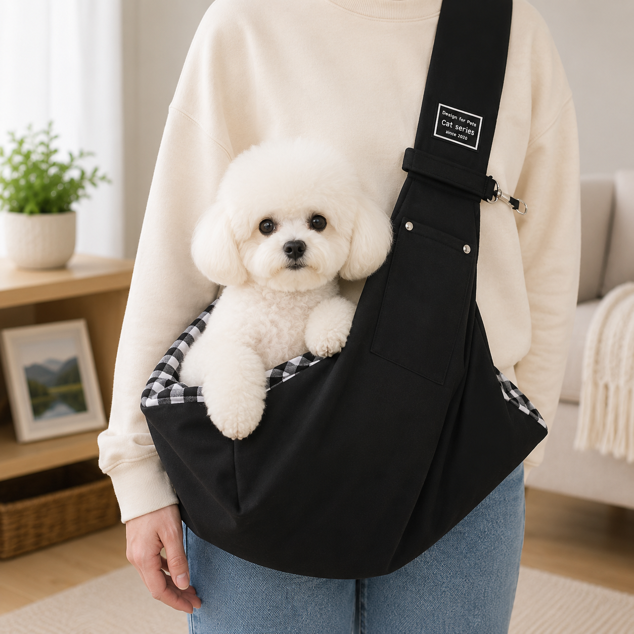 Dog Sling Carrier, Padded Strap, Fits Pets Up to 11 lbs