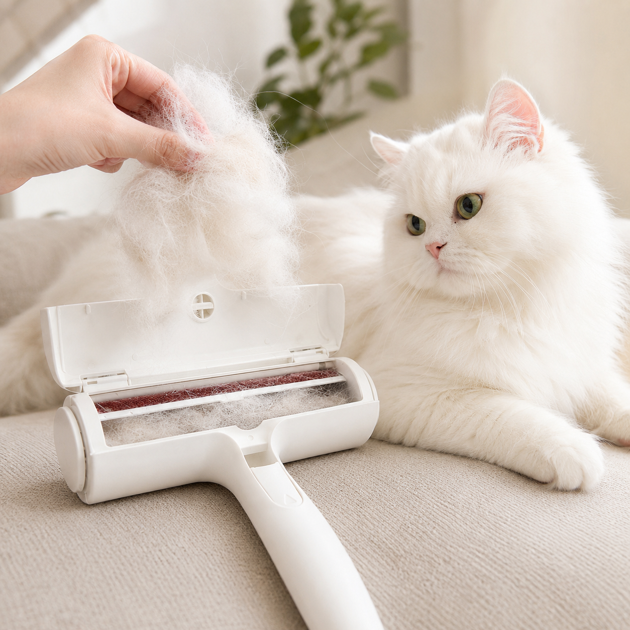Tailvia Self-Cleaning Pet Hair Roller for Furniture and Clothing