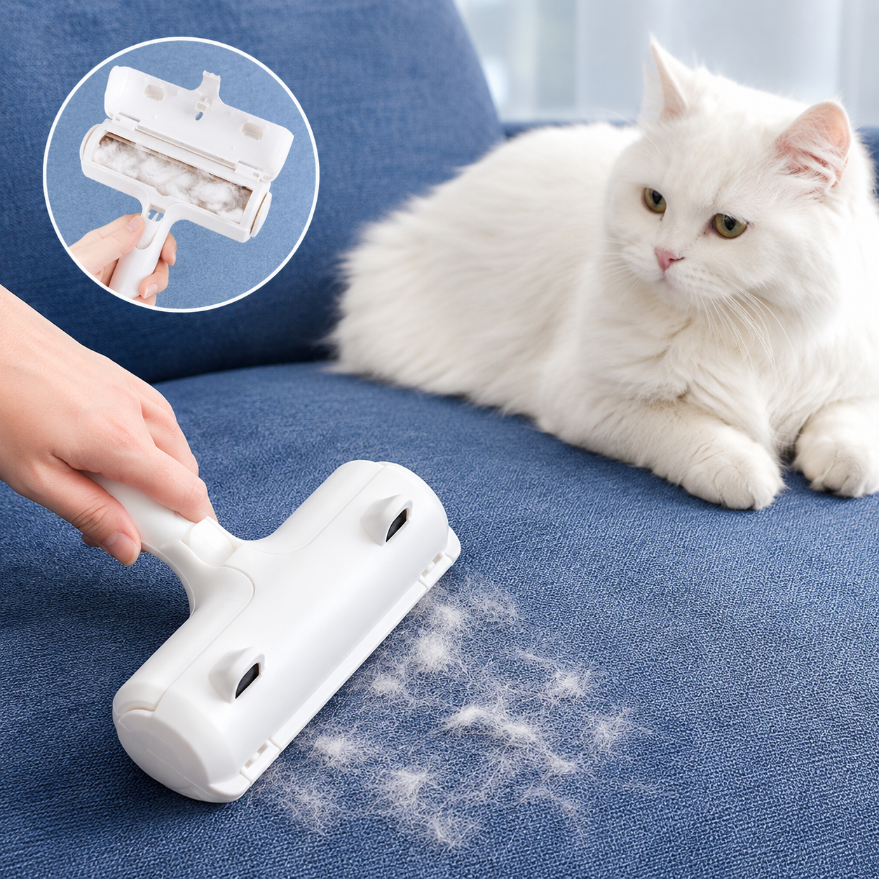 Tailvia Self-Cleaning Pet Hair Roller for Furniture and Clothing