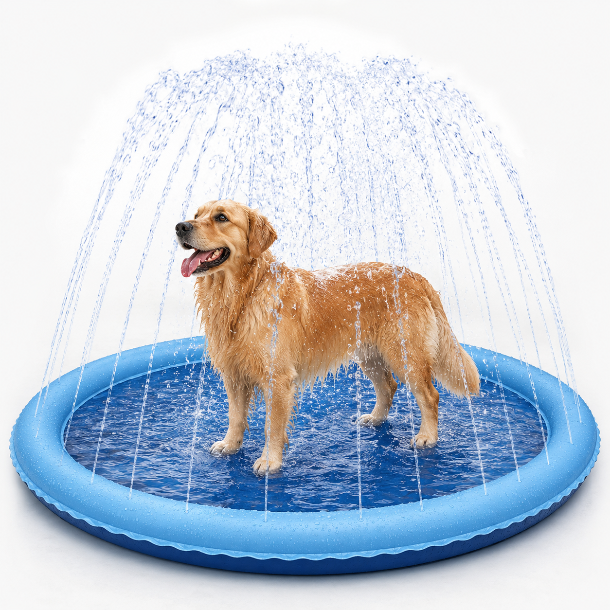 Tailvia Inflatable Dog Splash Pad with Built-In Fountain