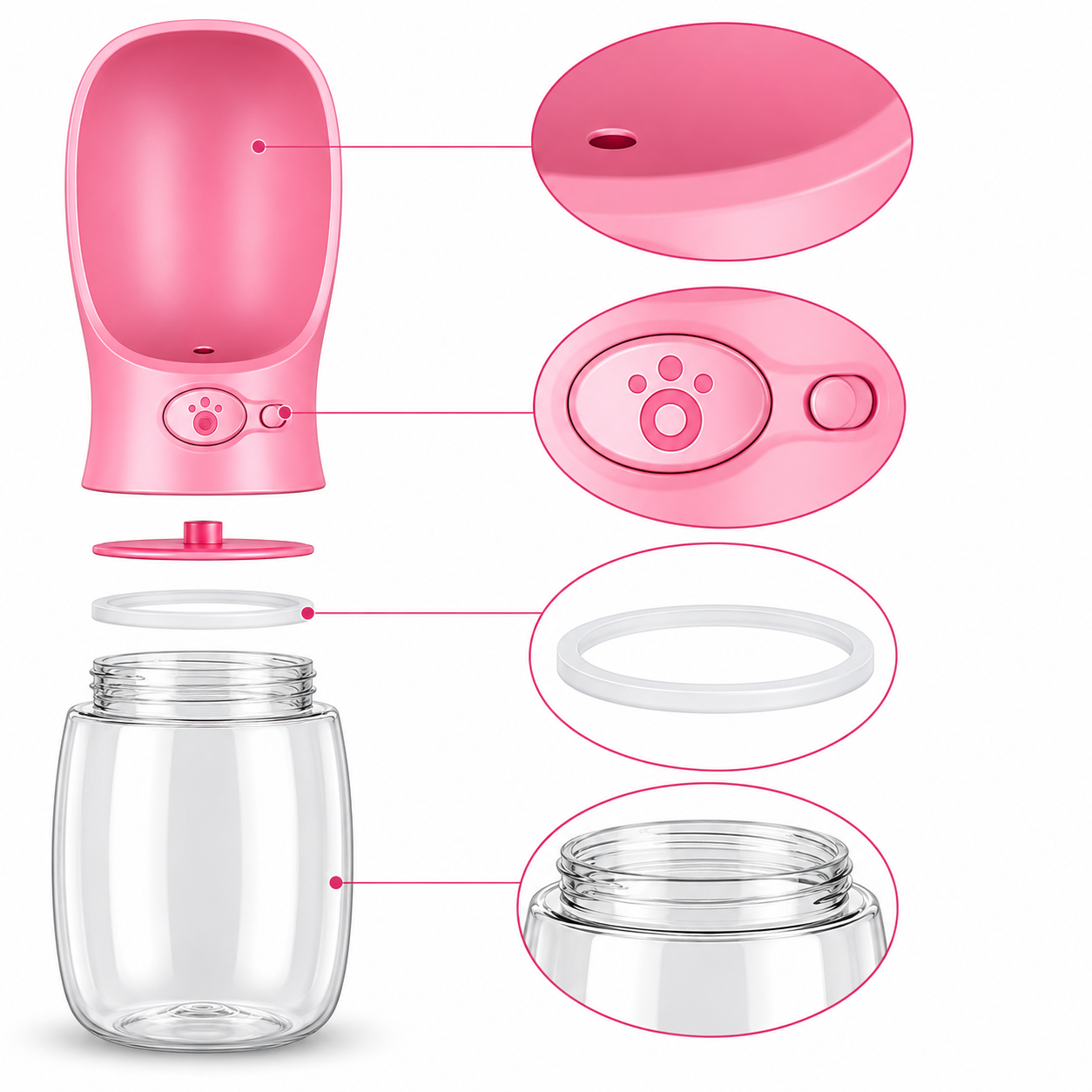 Tailvia Portable Dog Water Bottle, One-Handed Operation