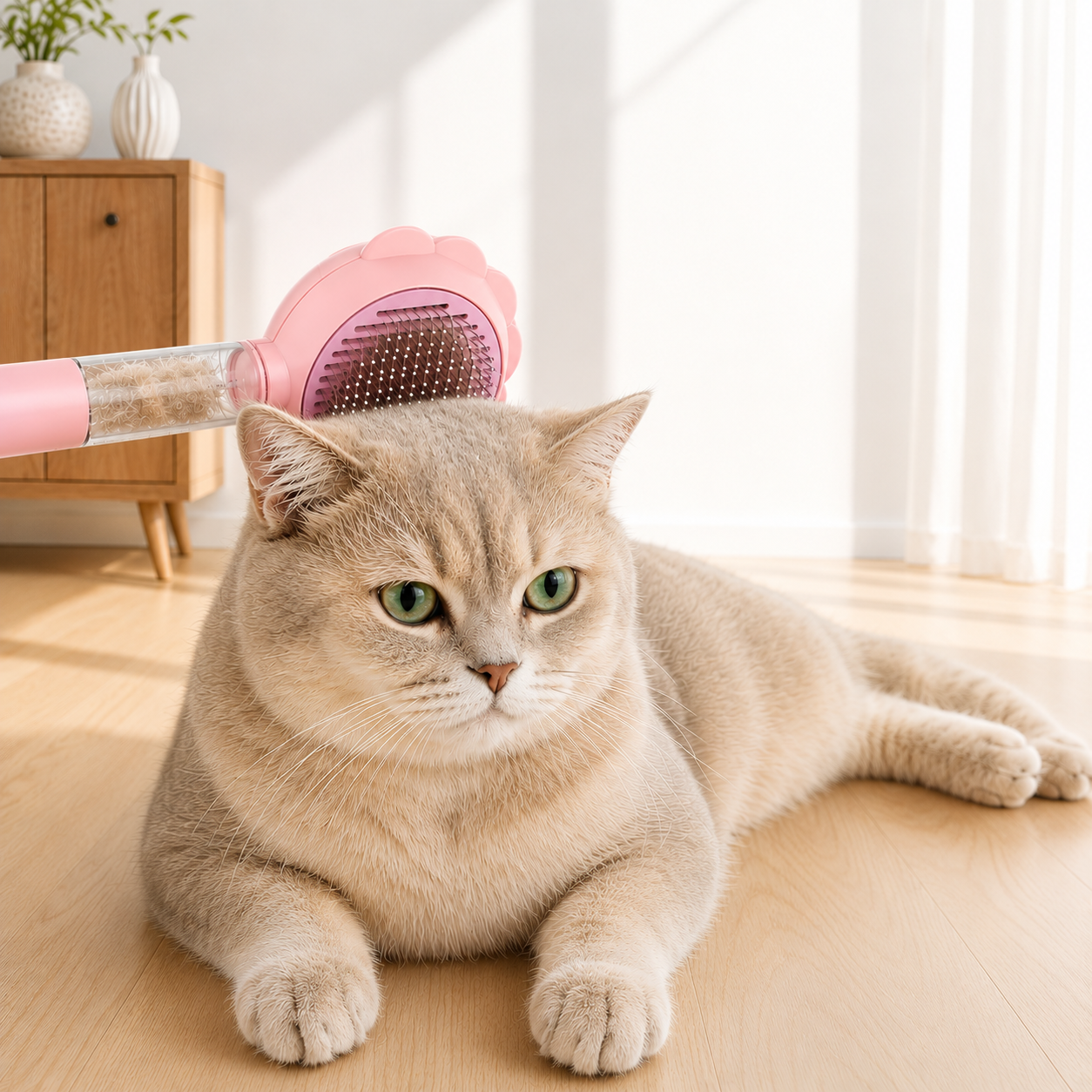 Tailvia Self-Cleaning Pet Grooming Brush with Spray