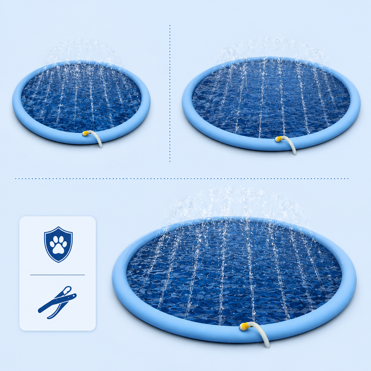 Tailvia Inflatable Dog Splash Pad with Built-In Fountain