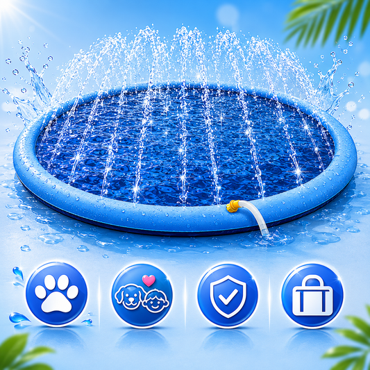 Tailvia Inflatable Dog Splash Pad with Built-In Fountain