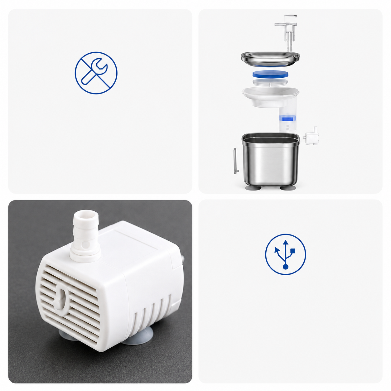 Cat Water Fountain with Built-In Filtration